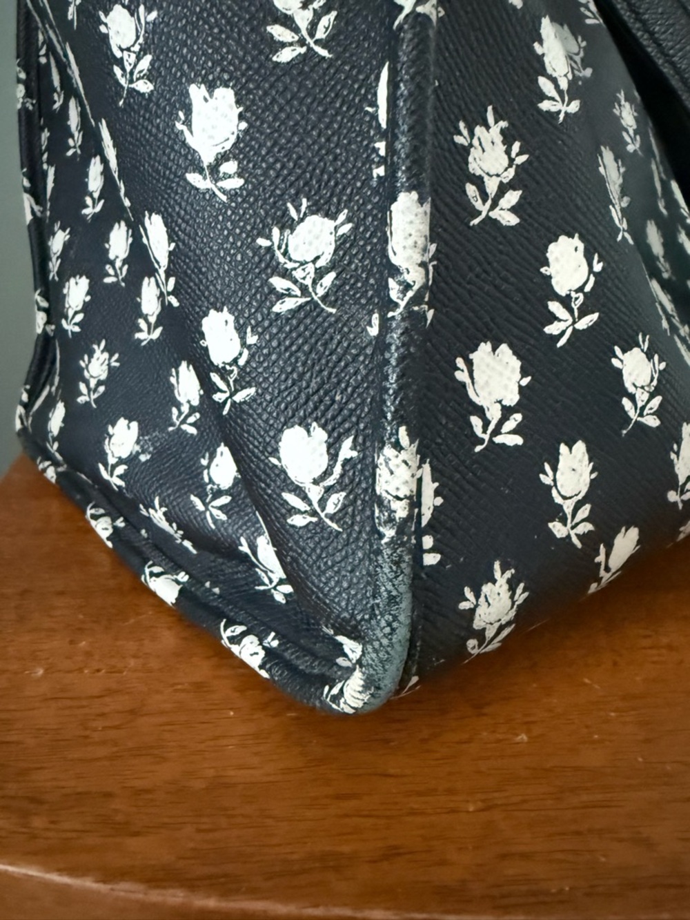 Coach Black and White Floral Print Tote - Picture 10 of 12